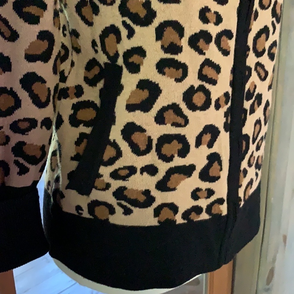 Rachel Zoe leopard print full zip cardigan sweater Size XS - Picture 8 of 11